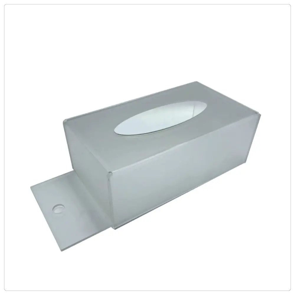 Acrylic rectangle 95mm high Tissue Box Cover With Sliding Base